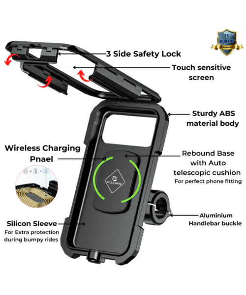 Yellowfin Fully Waterproof Bike Handlebar Mobile Phone Mount with Charger - M18L-A1 Handlebar - Image 5