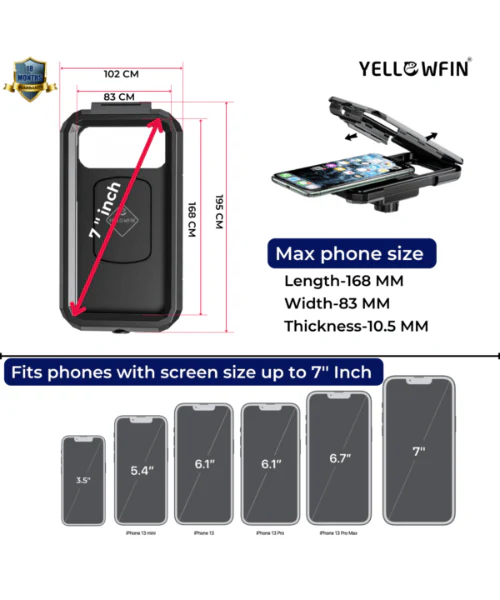 Yellowfin Fully Waterproof Bike Handlebar Mobile Phone Mount with Charger - M18L-A1 Handlebar - Image 6