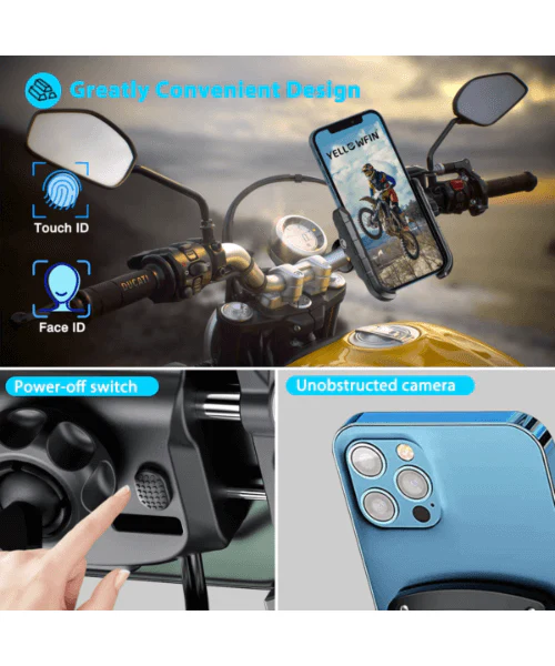 Yellowfin Jaw Grip Bike Mobile Phone Holder with Fast USB QC 3.0 Charger & SAE Pin - M8C Black - Image 5