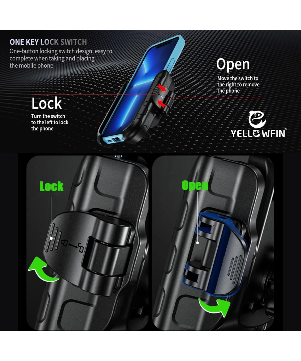 Yellowfin Jaw Grip Quick Release Bike Mobile Holder - M8S-QR - Image 4