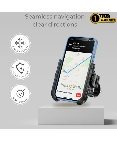 Yellowfin Quick Release Jaw Grip Mobile Phone Mount Holder with 360¬? Rotation for Handlebar - BKW-1 - Image 4