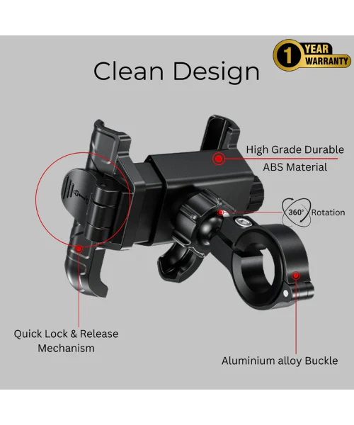 Yellowfin Quick Release Jaw Grip Mobile Phone Mount Holder with 360¬? Rotation for Handlebar - BKW-1 - Image 5