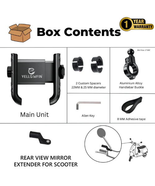 Yellowfin Quick Release Jaw Grip Mobile Phone Mount Holder with 360¬? Rotation for Handlebar - BKW-1 - Image 6