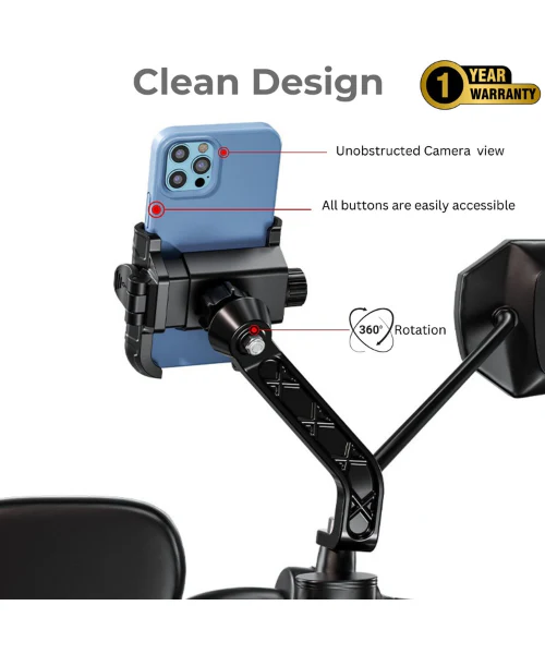 Yellowfin Quick Release Jaw Grip Mobile Phone Mount Holder with 360¬? Rotation for Motorcycle - BKW-2 - Image 2