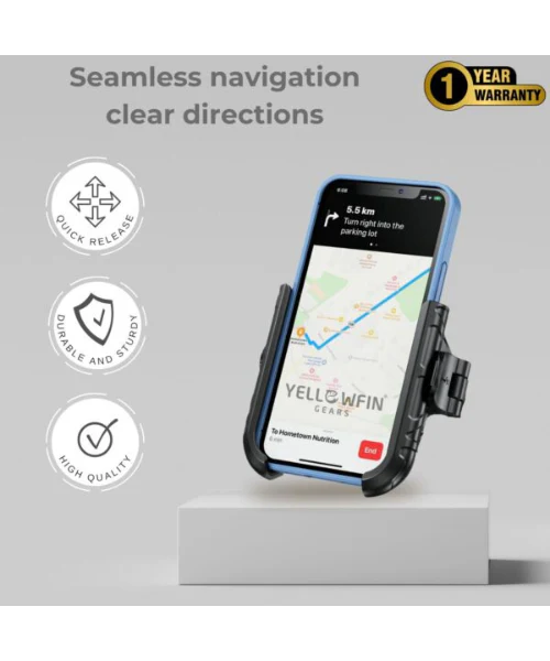 Yellowfin Quick Release Jaw Grip Mobile Phone Mount Holder with 360¬? Rotation for Motorcycle - BKW-2 - Image 4