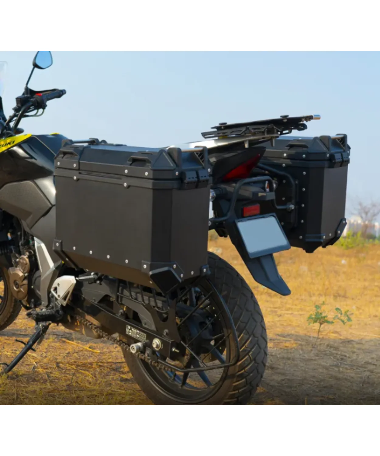 Zana Aluminium Pannier 36L with Saddle Stay Frame for Royal Enfield Himalayan 450 - Black - ZI-8439-LB