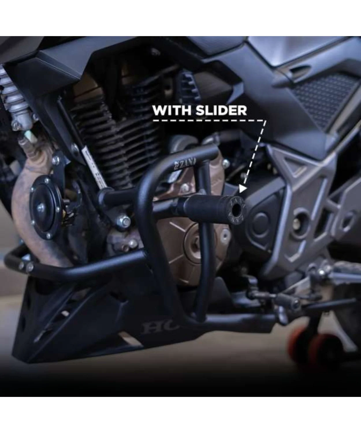 Zana Crash Guard with Slider Texture Matt Black Honda CB300F - ZI-8273 - Image 3