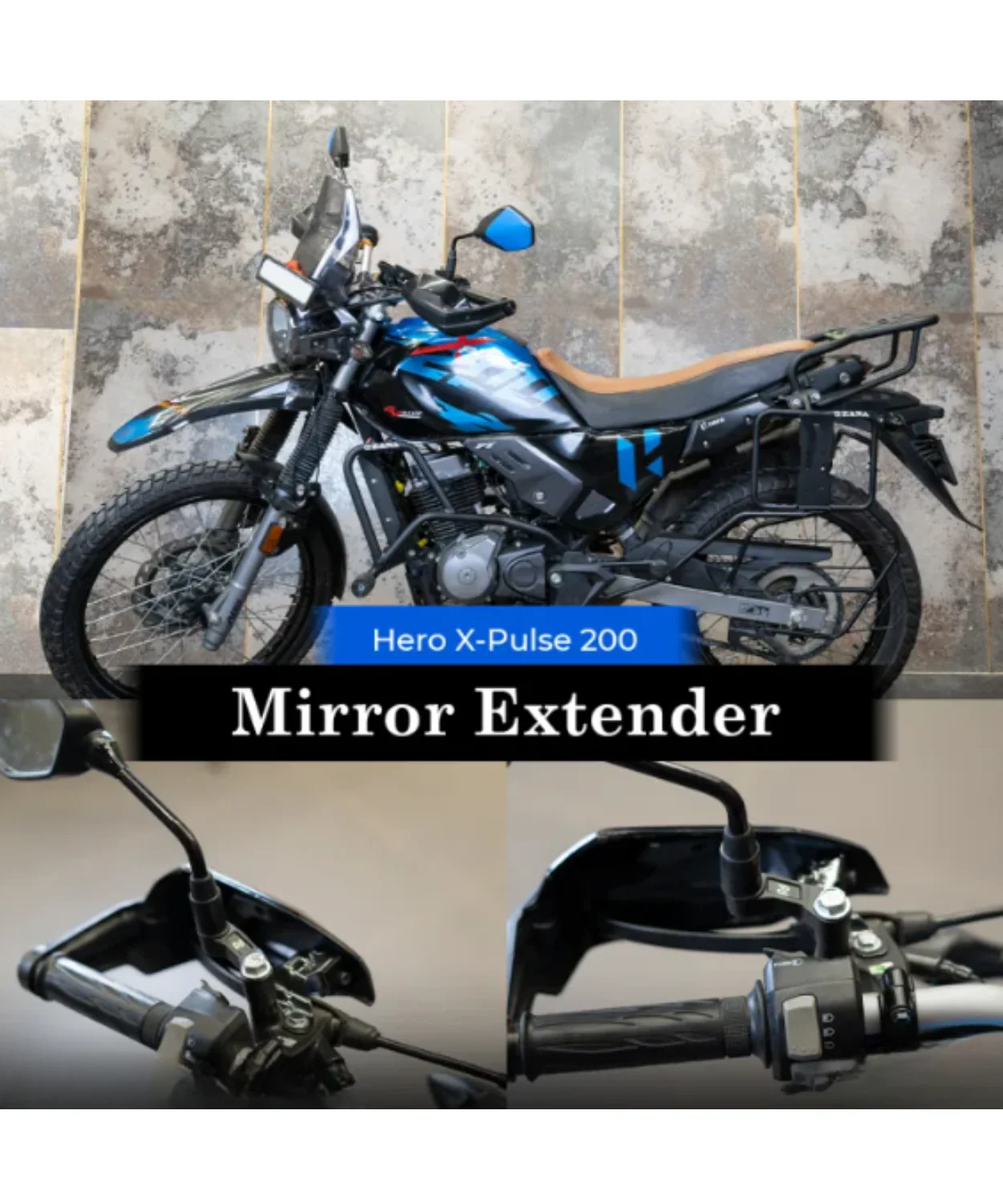 Zana Mirror Extender for Suzuki Vstrom 250 / Xpulse 200 / Honda CB300R / Versys 650 - ZI-8345 - Image 4