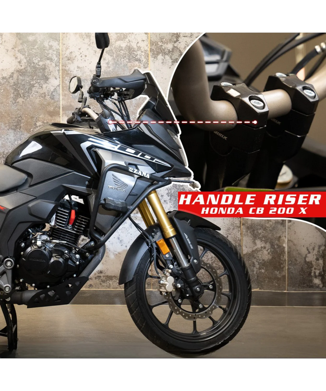Zana Handle Riser for Honda CB 200 X (Black) - ZI-8509