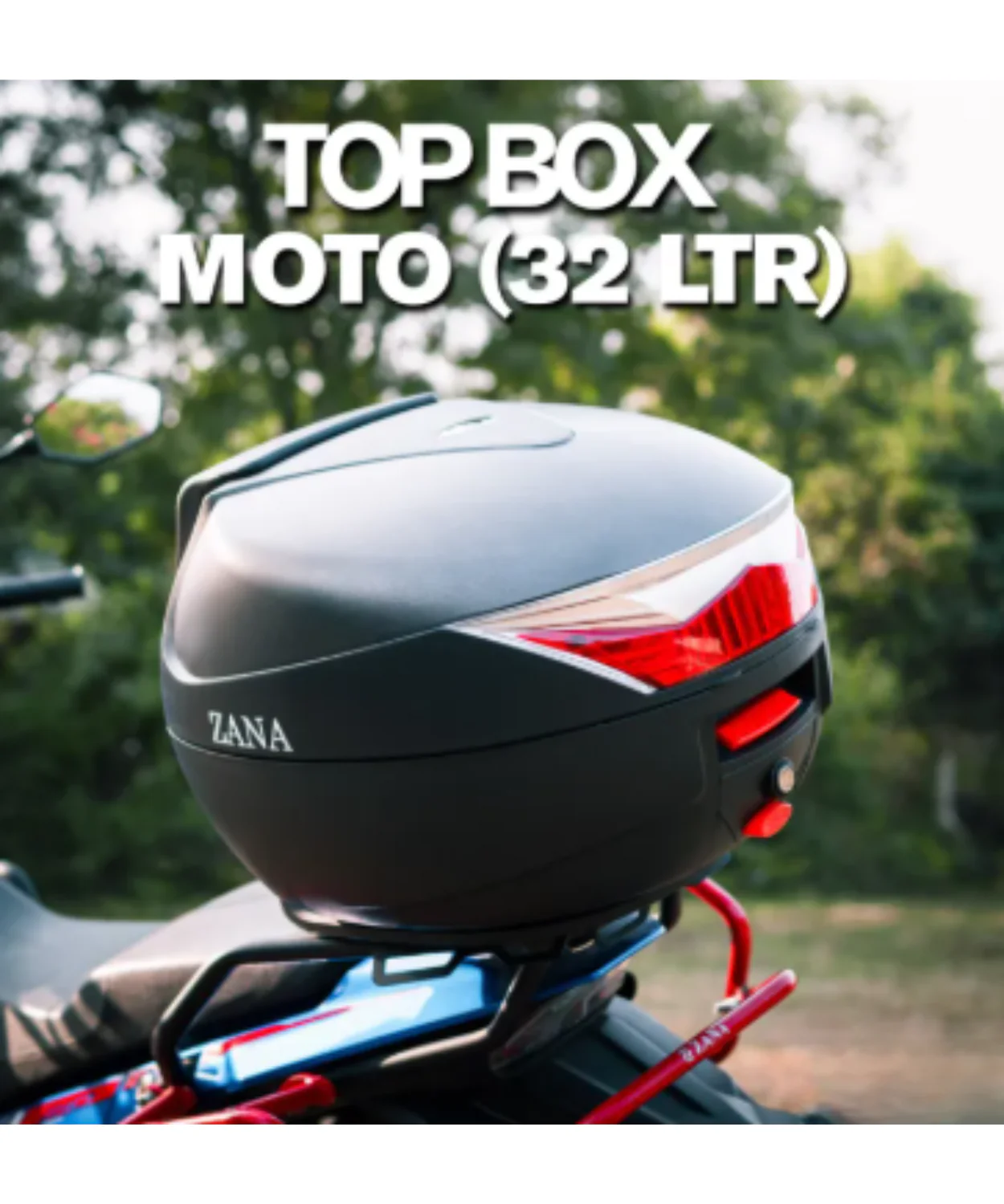 Zana Plastic Top Box 32L with Backrest - Black - ZI-TB-024