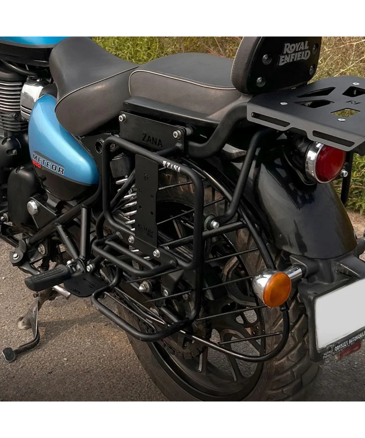 Zana Saddle Stay Mild Steel with Exhaust Shield and Jerry Can Mount Texture Matt Black for Meteor 350 - ZI-8397 - Image 2