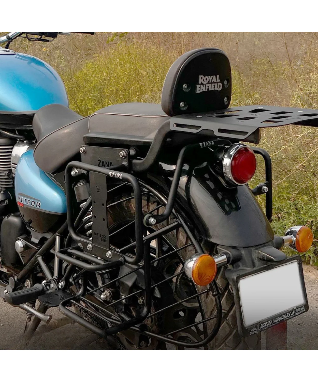 Zana Saddle Stay Mild Steel with Exhaust Shield and Jerry Can Mount Texture Matt Black for Meteor 350 - ZI-8397 - Image 5