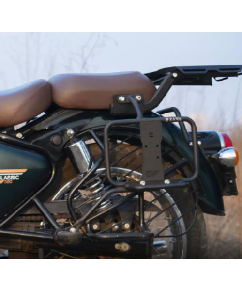 Zana Saddle Stays Mild Steel With Exhaust Sheild With Jerry Can Mounting For Classic 350 Reborn - Texture Matt Black - ZI-8348