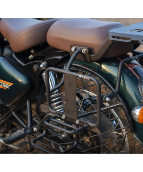 Zana Saddle Stays Mild Steel With Exhaust Sheild With Jerry Can Mounting For Classic 350 Reborn - Texture Matt Black - ZI-8348 - Image 3